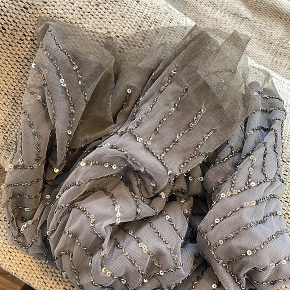 Adrianna Papell Art Deco beaded Blouson Gown size 6 in color Dusty Blue. - Picture 9 of 9